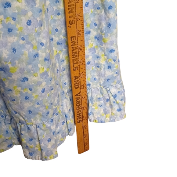 FOREVER 21 Blue Yellow Floral Print Smocked Strappy Sleeveless Mini Dress Small - Picture 8 of 9